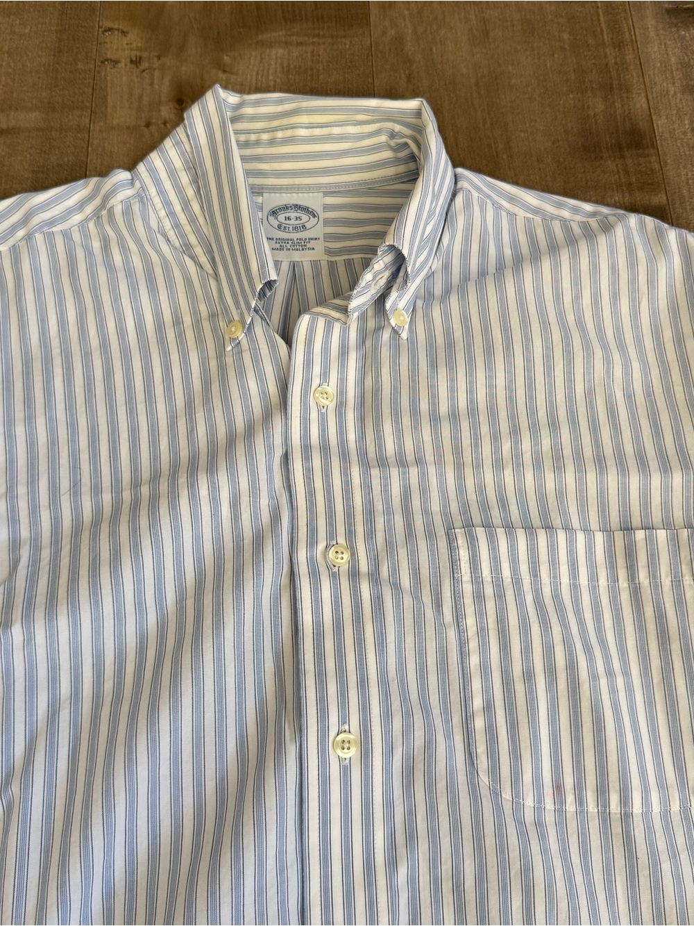 Brooks Brothers‎ Button Down Shirt Original Polo Extra Slim Fit 16 35 Stripe